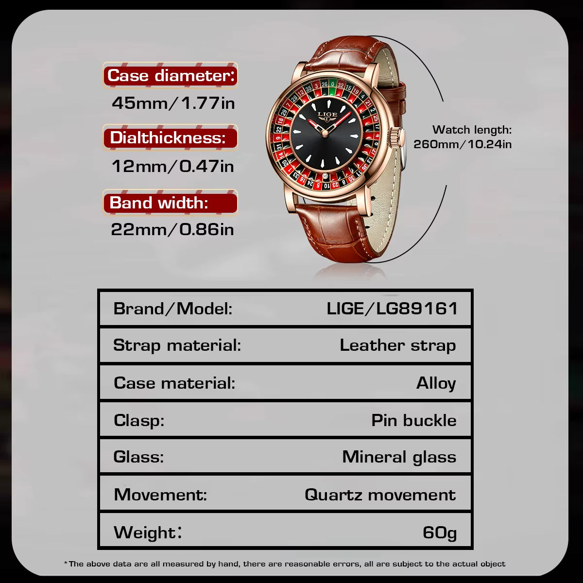 Luxury Men's Roulette-Style Watch